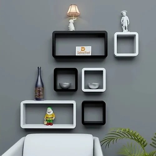 Black And White Designer Wooden Wall Shelves at Rs 999/set in