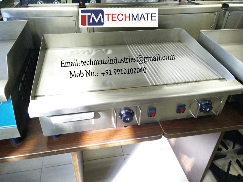 Stainless Steel electric Griddle Plate half ribbed, For Restaurant at