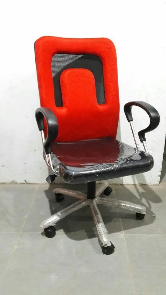 MR Furnitures Twill Fabric And Cushion Office Red High Back Chair at Rs