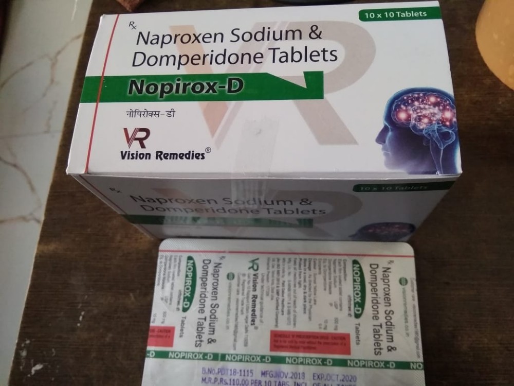 NopiroxD Naproxen Sodium And Domperidone Tablets, 10 x 10 Tablets, Rs