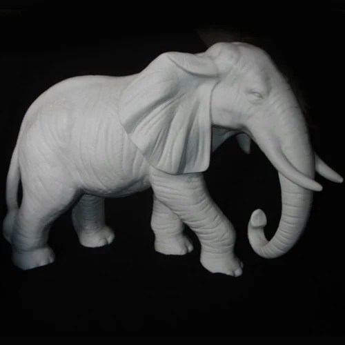 White Resin African Elephant Trunk Down In Elephant_36, Size/Dimension
