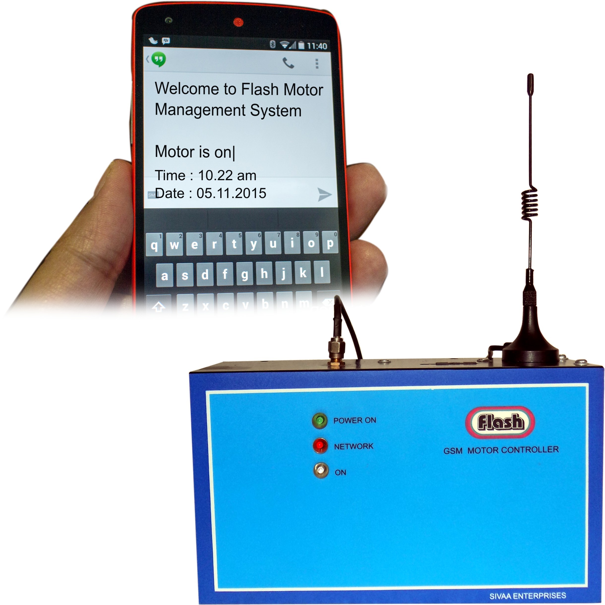 Single Phase 230v Cellphone Motor Controller (GSM Mobile Starter ), For