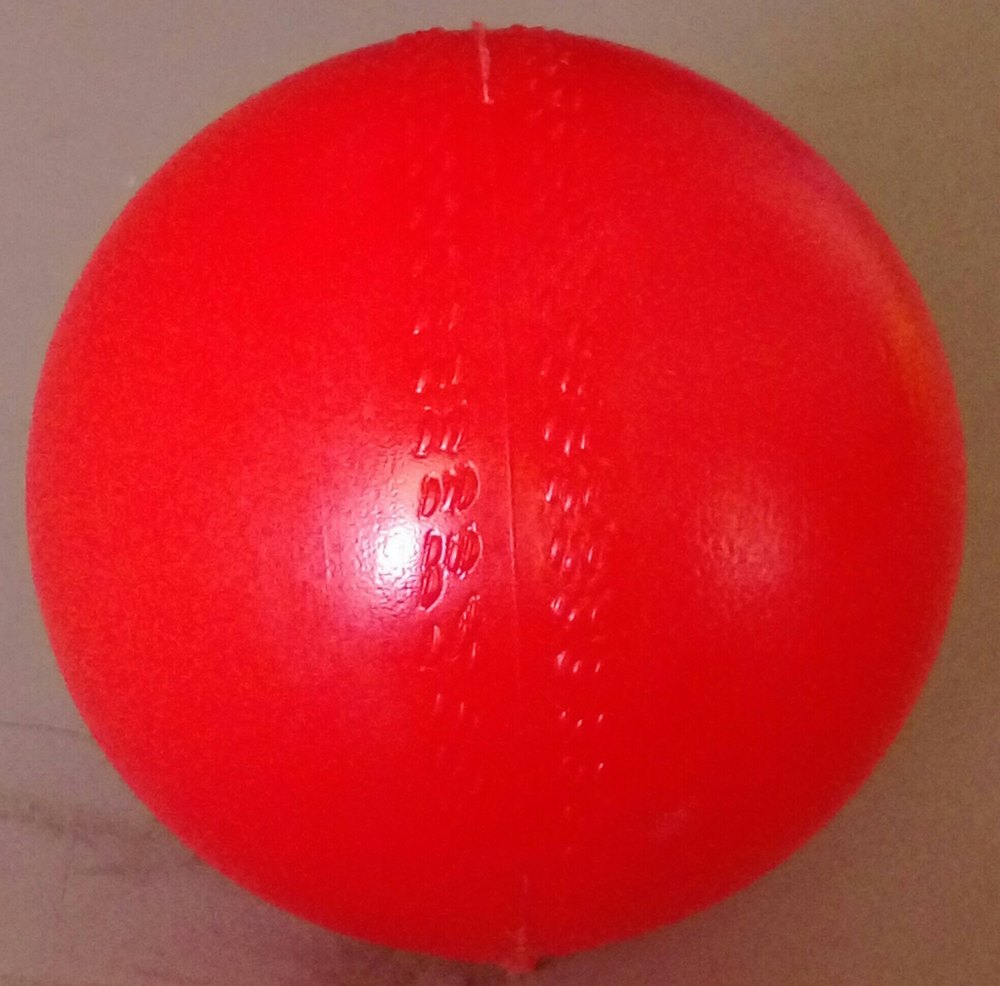Fun N Plag Red & snow white Plastic Cricket Ball Dia 72mm, Size Dia 72