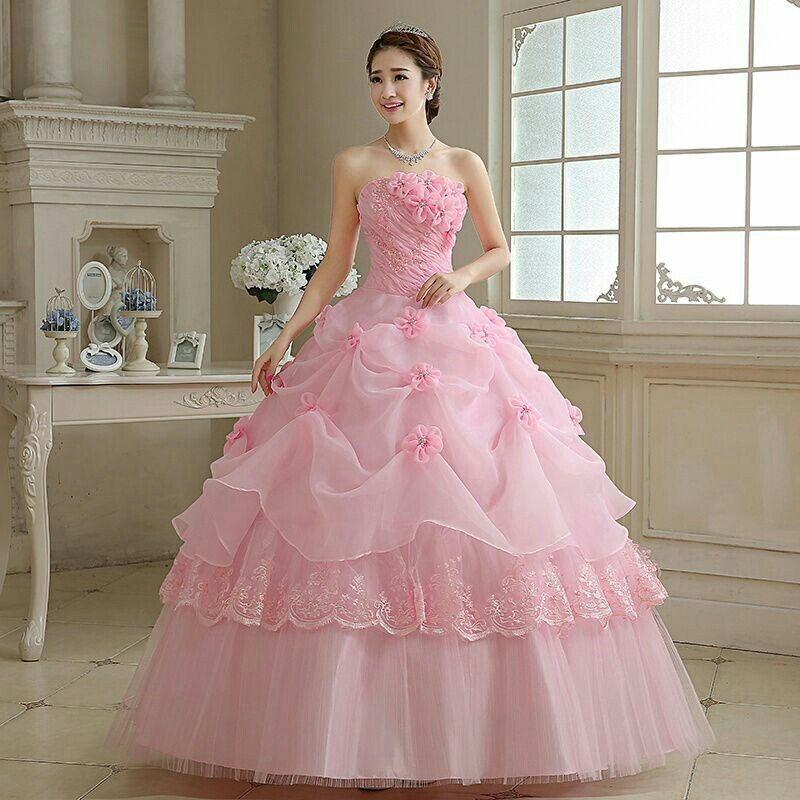 Baby Pink Wedding And Party Ladies Heavy Designer Gown, ID 19052353633