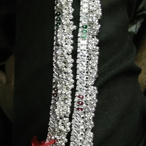 German Silver Traditional Silver Payal Full Crystal Anklet For... ₹ 105