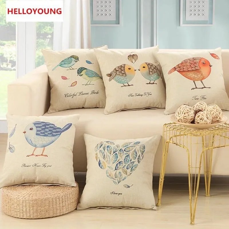 Creamish Birds Jute Cushion Covers at Rs 249/set in New Delhi ID