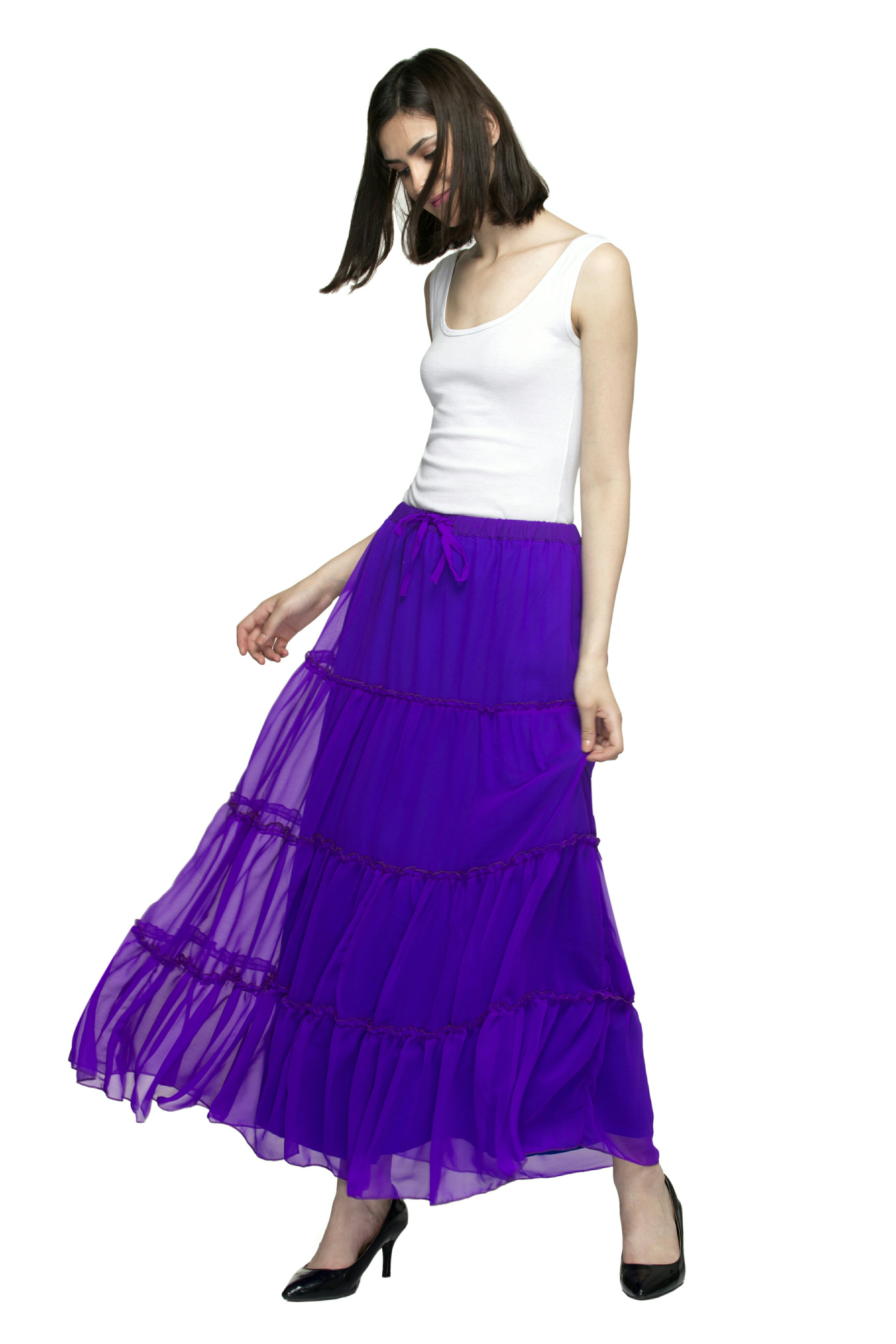 Silk Blue Long Skirts, Size Xs To 4xl, Rs 275 /piece Indo Shine