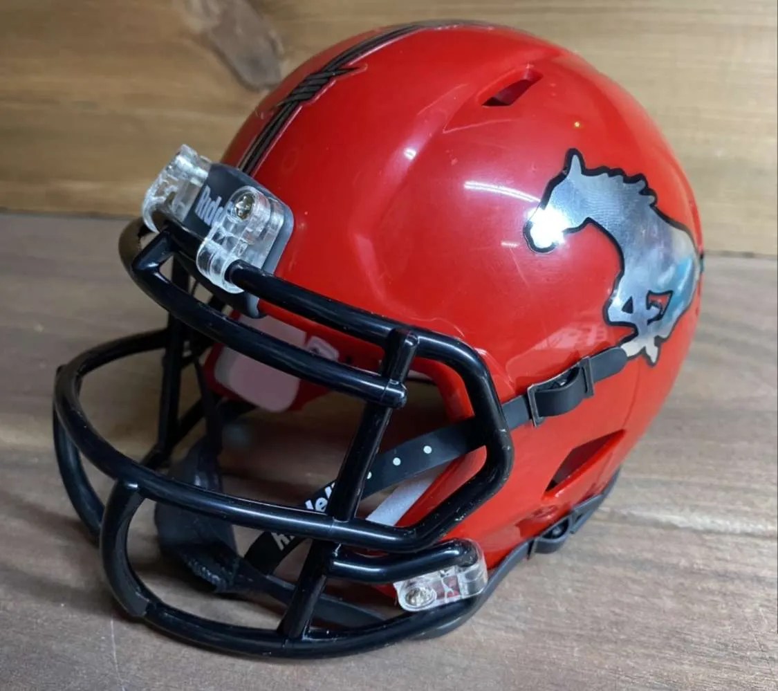 Calgary Stampeders chrome logo CFL Riddell Speed Mini Football Helmet