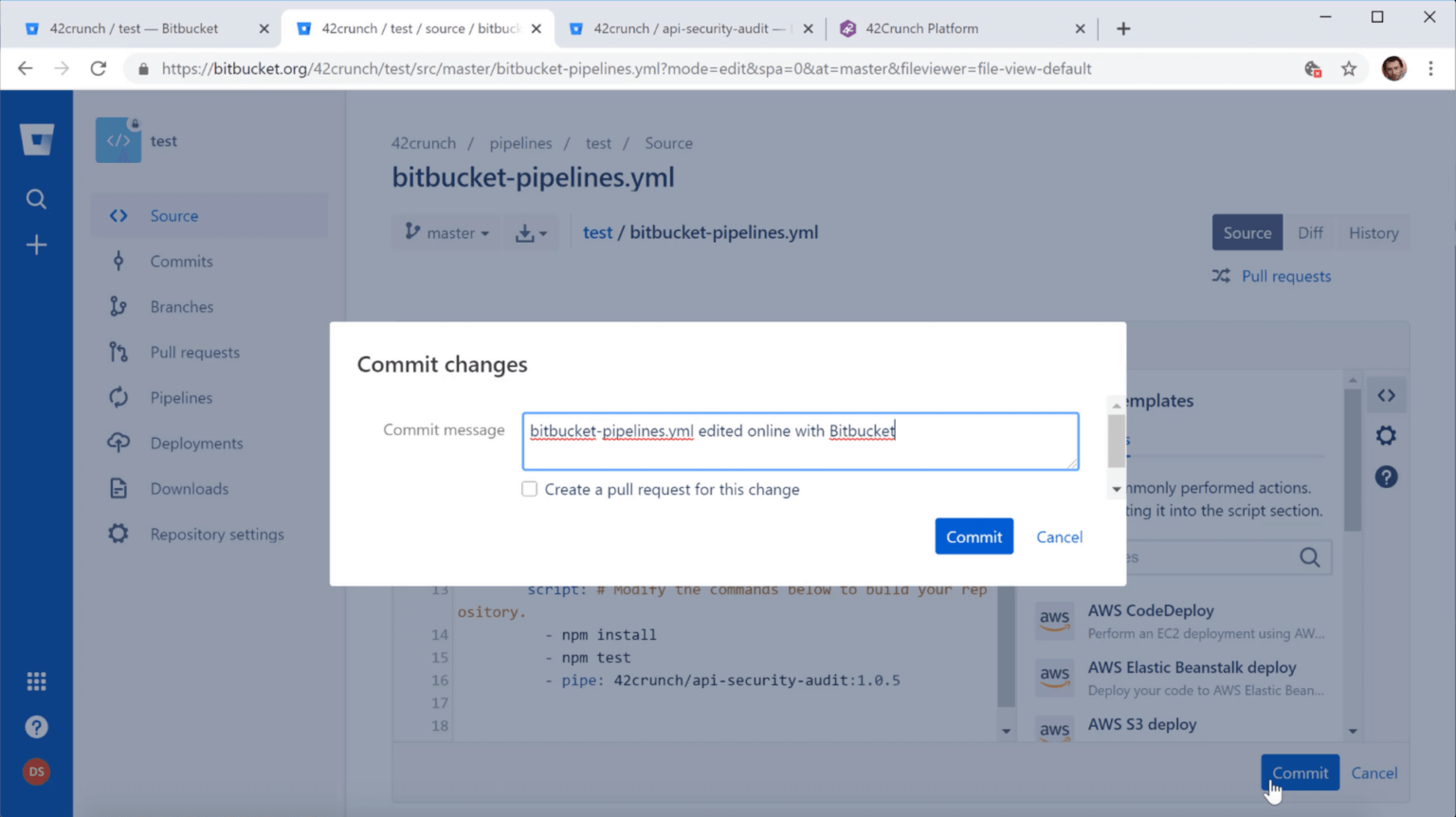 BitBucket Pipelines API Security Audit Extension