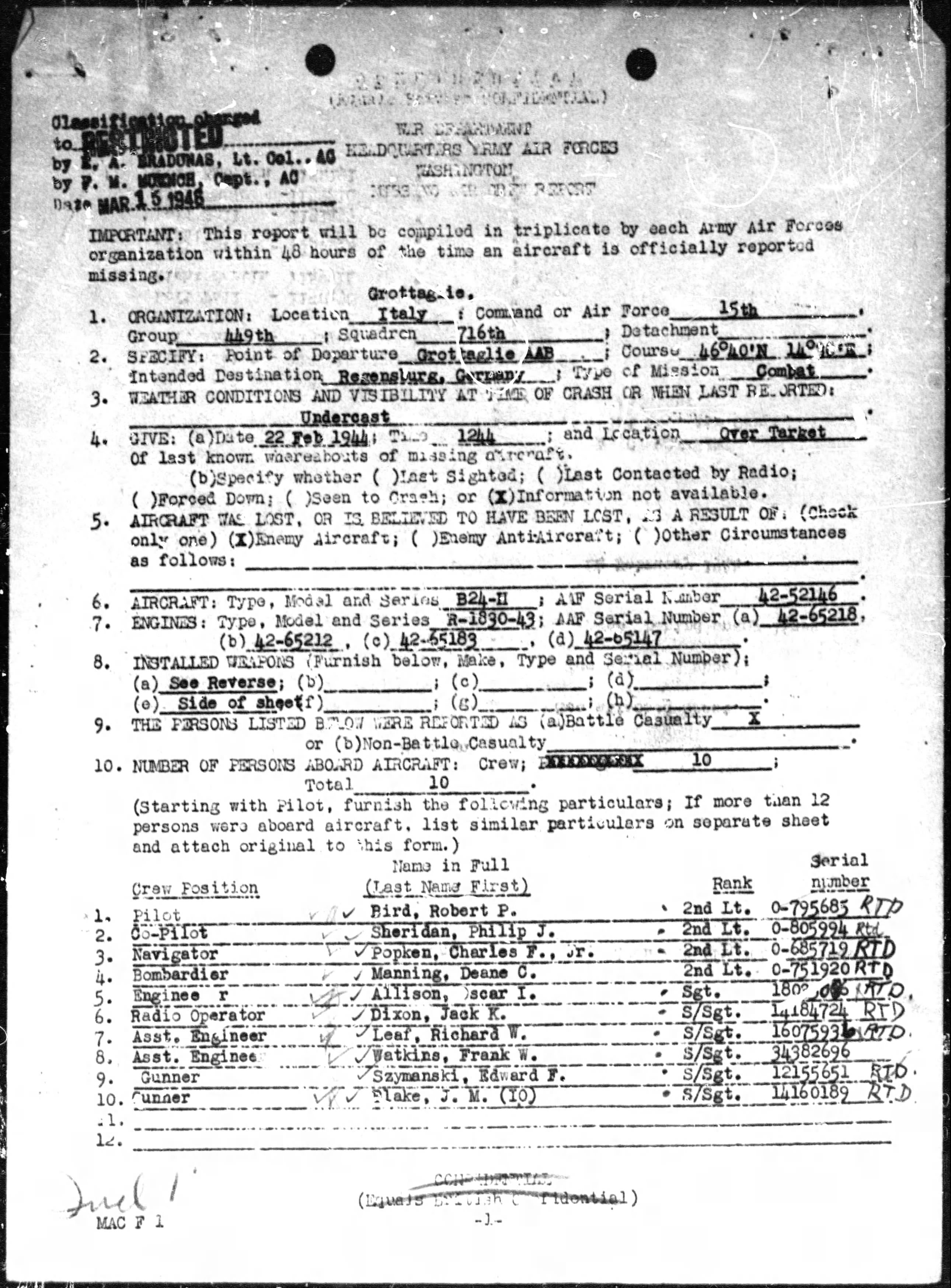 Bradley Crew | 449th Bomb Group