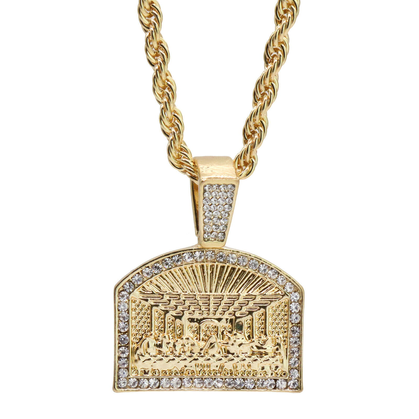 Religious Last Supper Charm Pendant With 24″ Rope Chain 44Four.Us