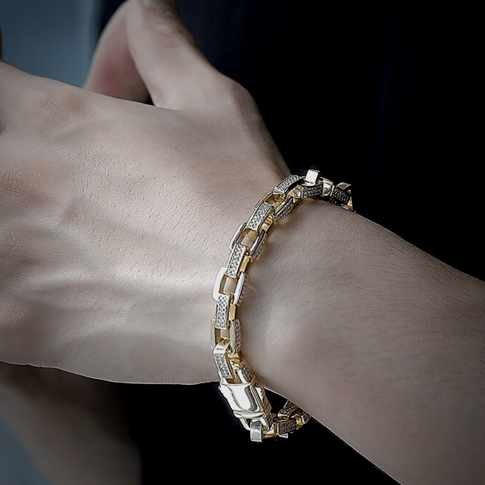 Box Link Bracelet 79 inch Long Silver & Gold Colors Urban Fashion