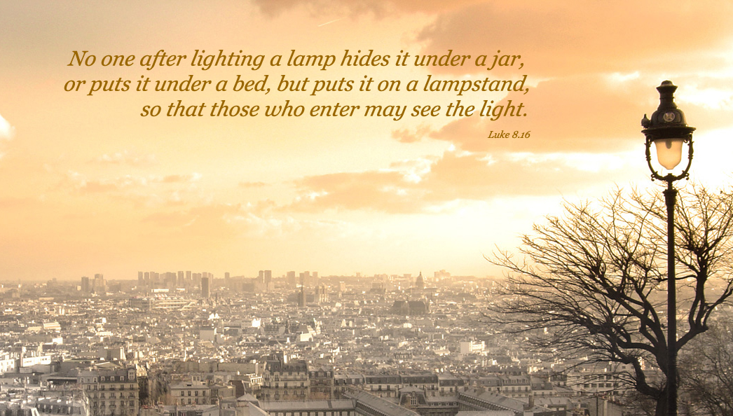 Luke 8.16 Poster No one after lighting a lamp hides it under a jar