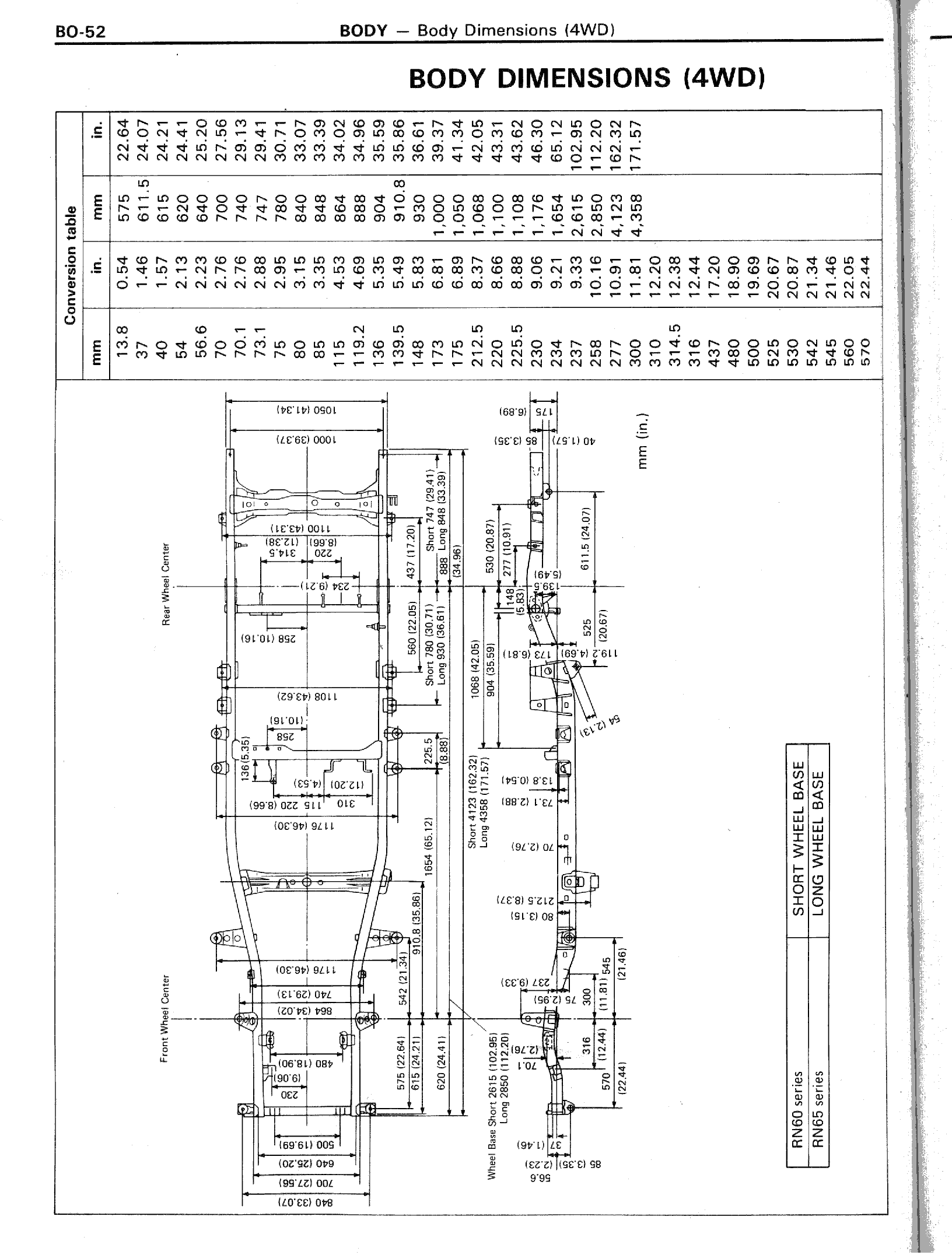 2001 Toyota truck bed dimensions