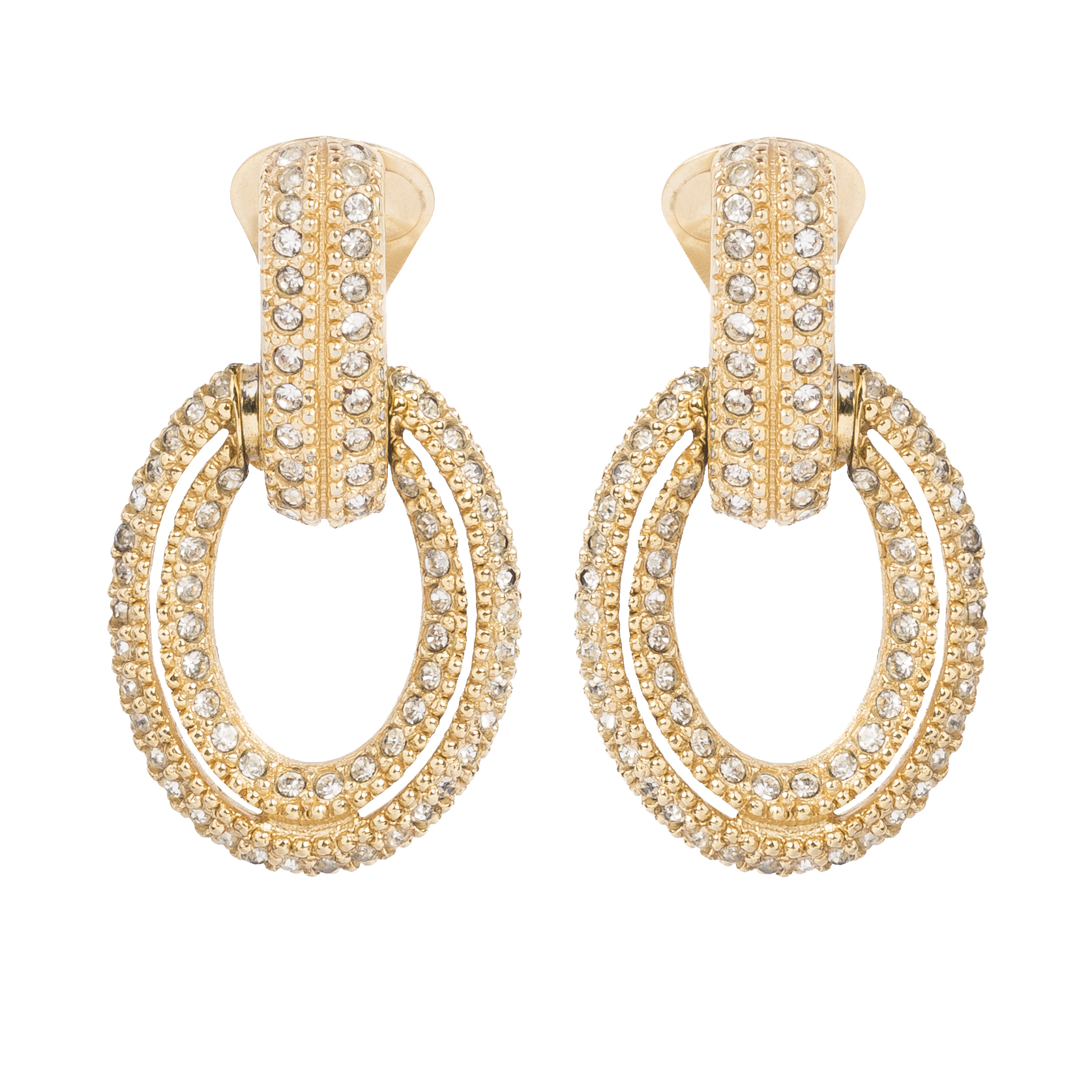 Christian Dior Vintage crystal gold hoop earrings 4element