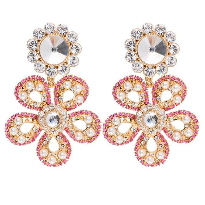 Miu Miu Crystal drop flower pink earrings 4element