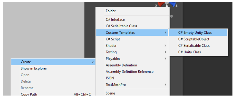 Unity script templates