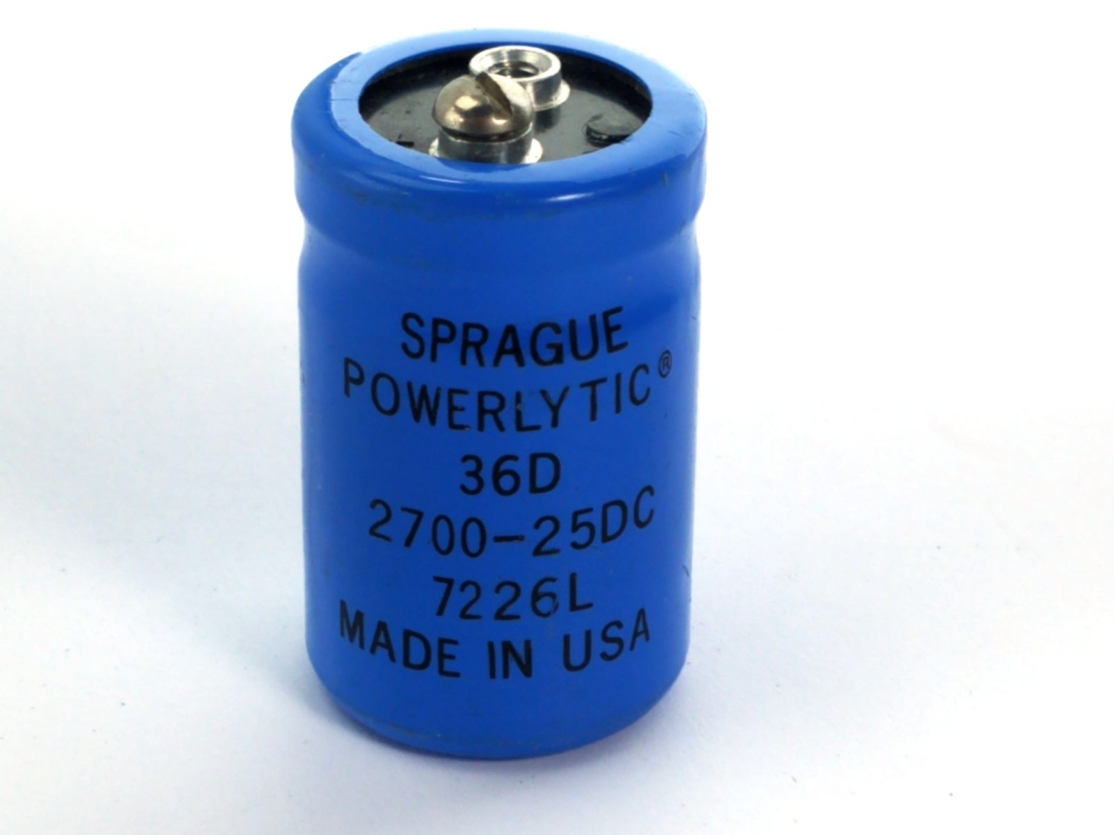 Sprague Powerlytic 270025DC Capacitor, 36 DX, Screw Terminals