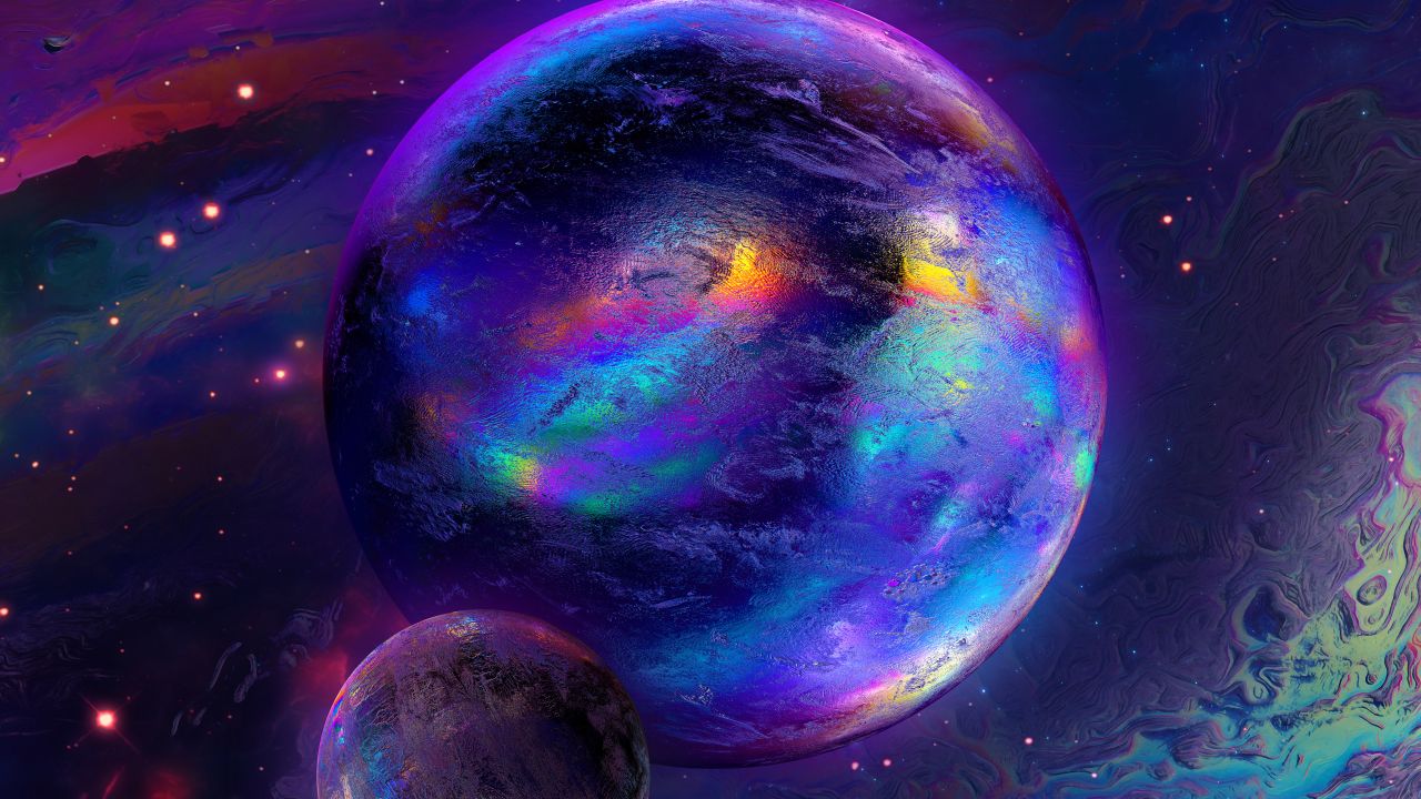 Spheres 4K Wallpaper, Cosmos, Nebula, Colorful, Glowing, Rainbow, Space