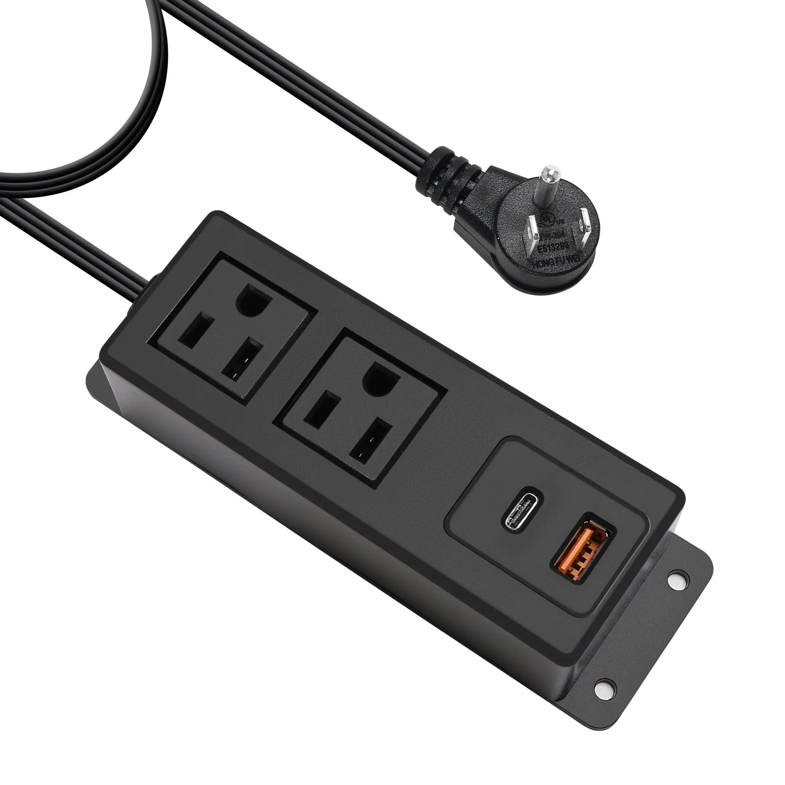 Multiple Plug Outlet with USB C 20W Wall Mounted Power Strip Under Des