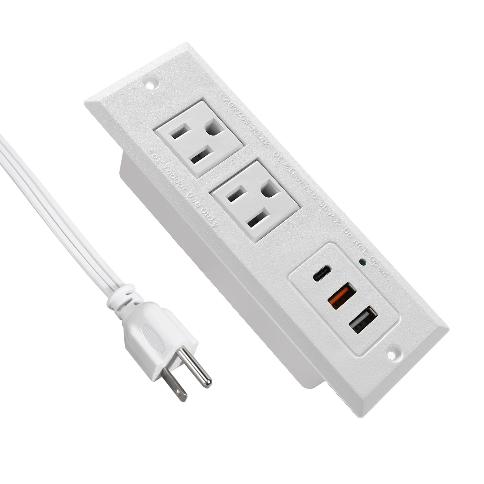 Recessed Power Strip Type C PD Fast Charge Desktop Power Outlet 2 Oult