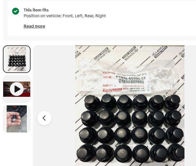 Conflicting information regarding PT0766020002 black lug nuts