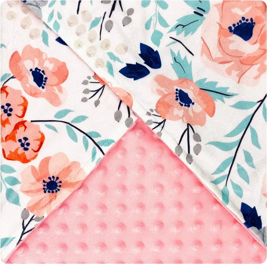 Minky Blanket (Pink/Flowers) 4skyz