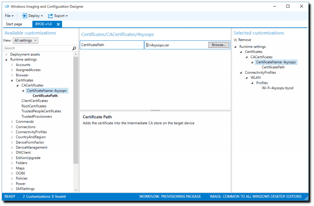 How to configure BYOD devices with the Windows Imaging and