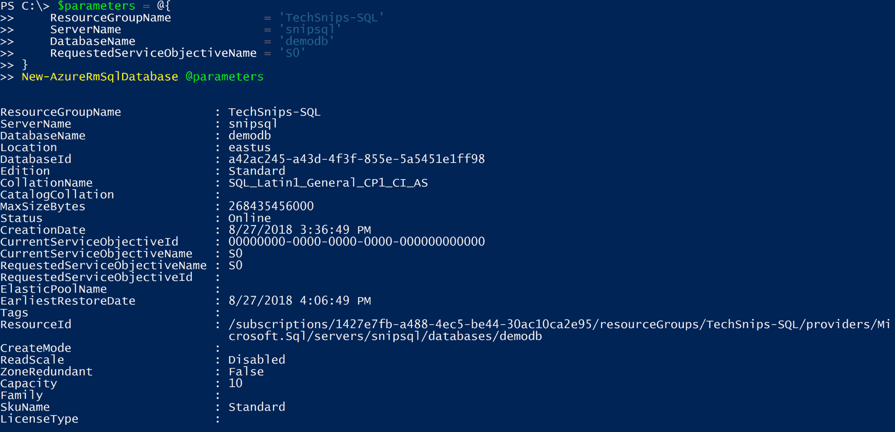 Create an Azure SQL database with PowerShell LaptrinhX