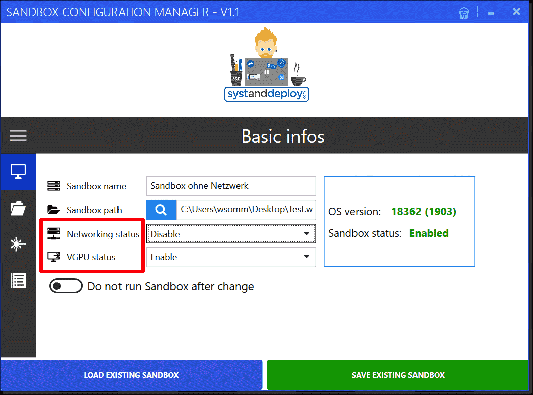Configuring Windows Sandbox mapped folders, and startup