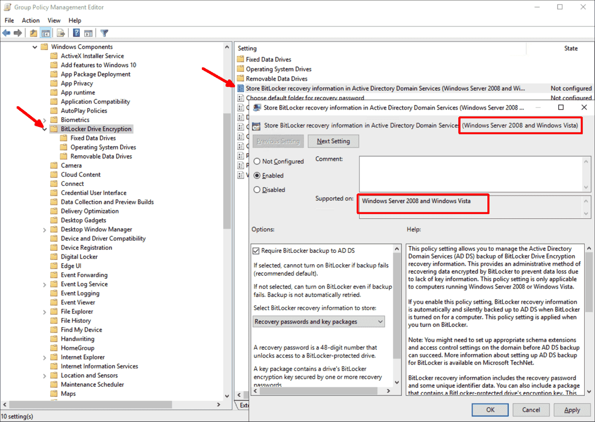 Store and retrieve BitLocker Recovery Keys from Active Directory 4sysops