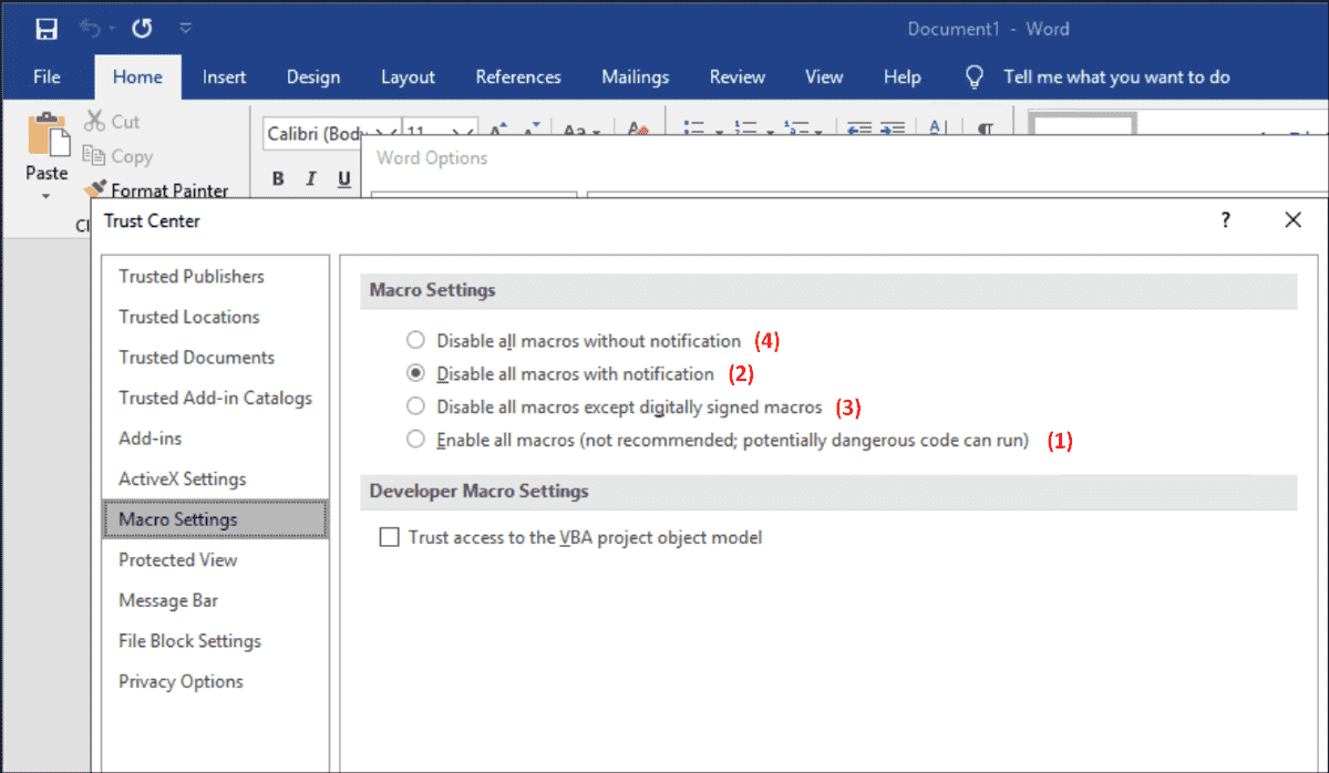 Microsoft 365 Business Configure macro security settings via group