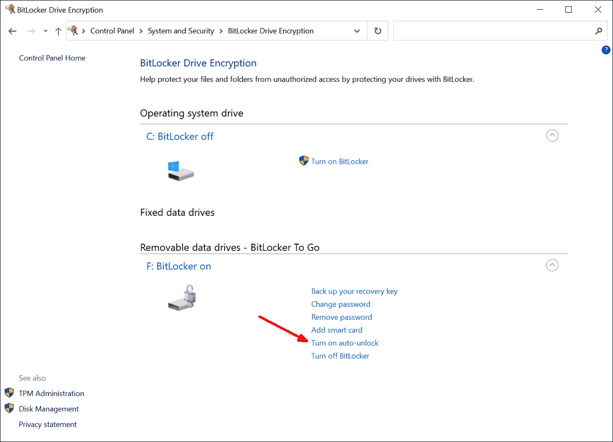 Unlock BitLockerencrypted drives with autounlock or SID protector