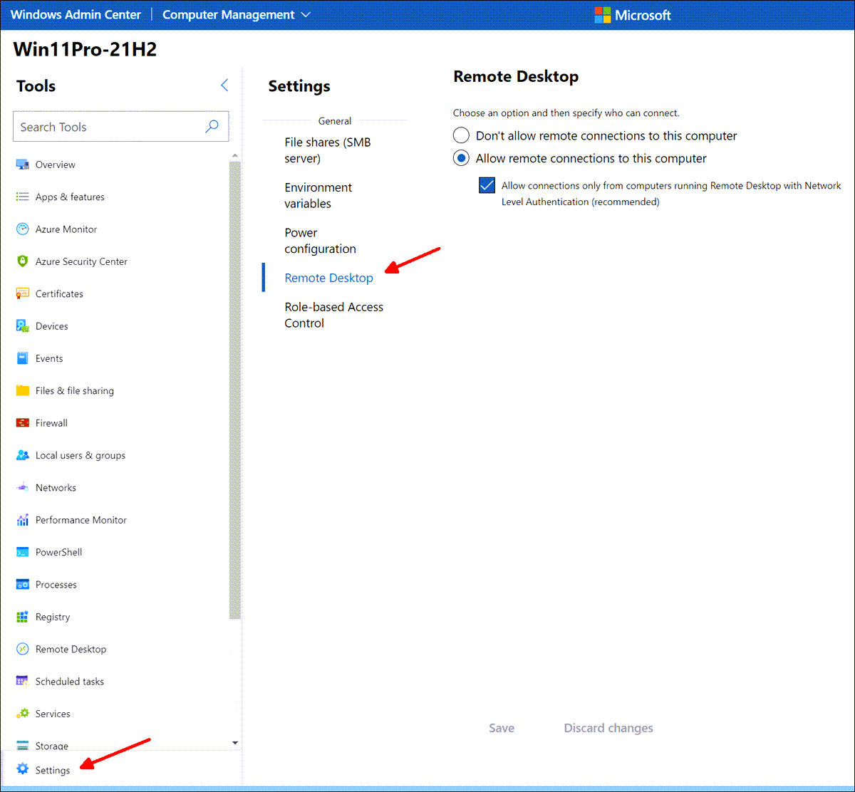 Activate Remote Desktop in Windows 11 and Windows Server 2022 (GUI, WAC