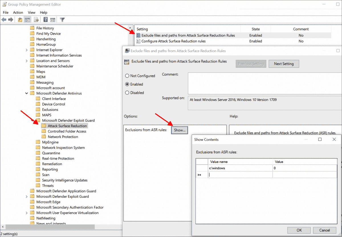 Configure attack surface reduction in Microsoft Defender using Group
