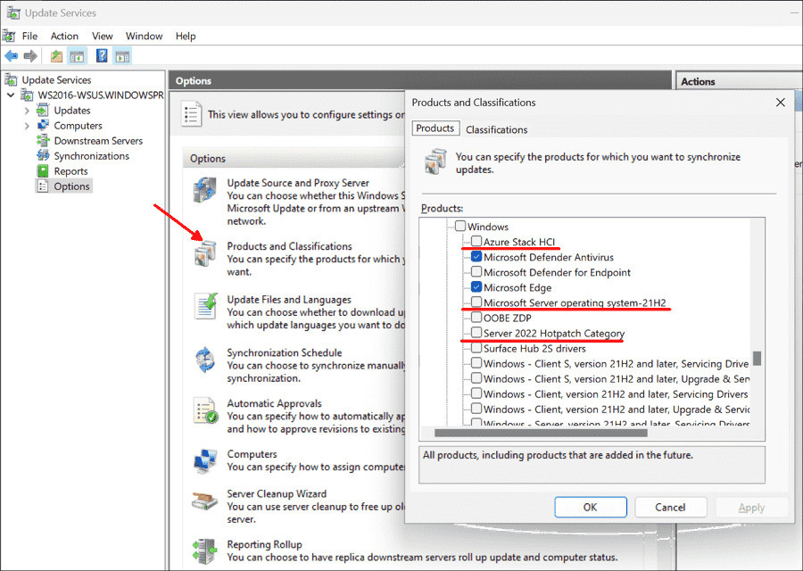 Get updates for Windows Server 2022 in WSUS 4sysops