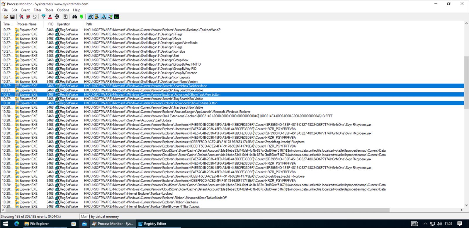 Sysinternals Process Monitor Realtime file system, registry, and