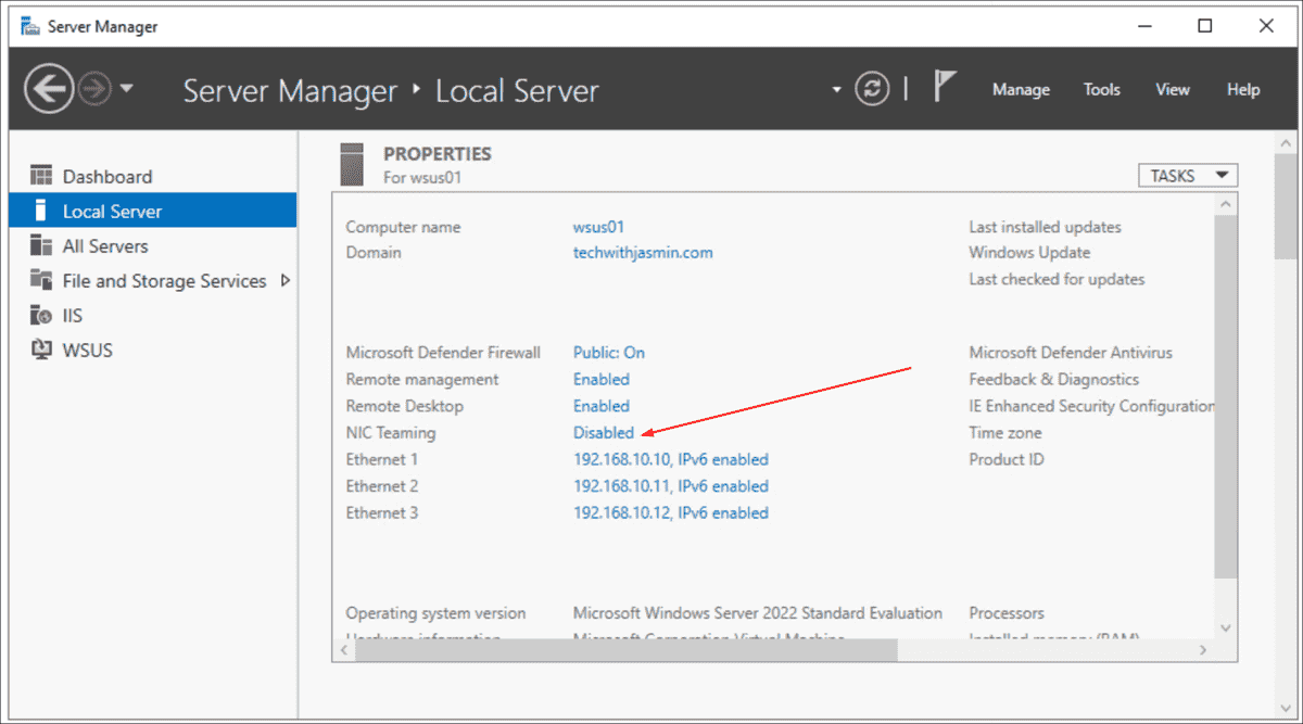 Tworzenie zespołu kart sieciowych w systemie Windows Server 2022