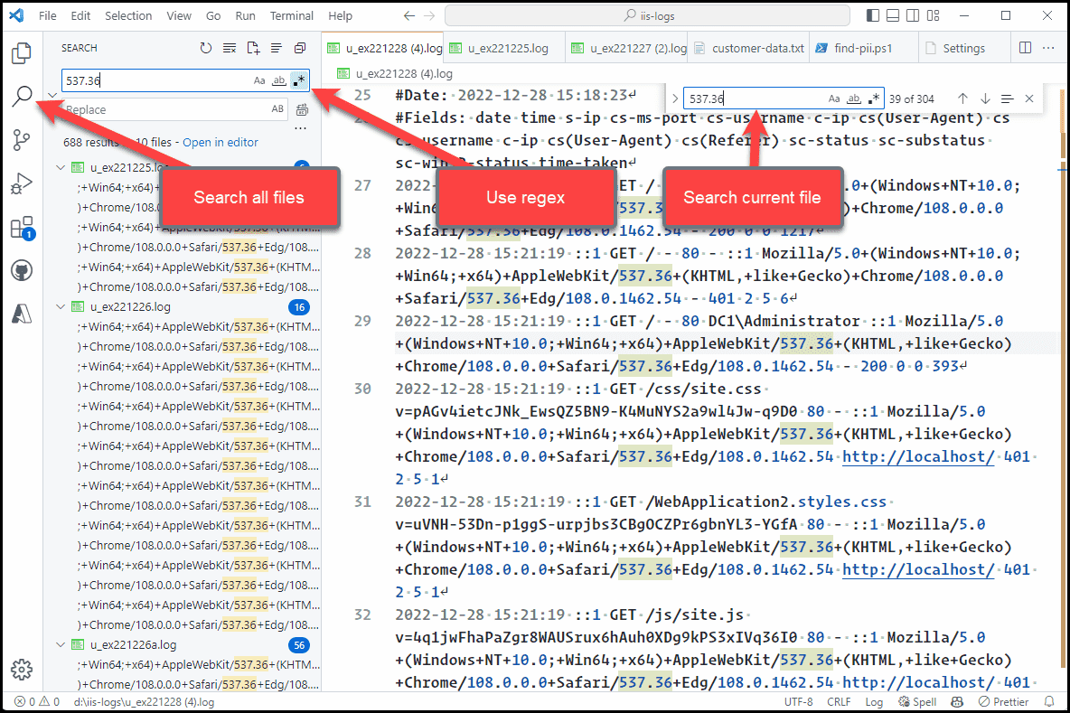 Regex in VSCode 4sysops