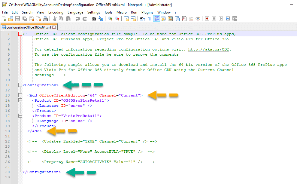 Office Deployment Tool (ODT) Deploy Office using custom XML files