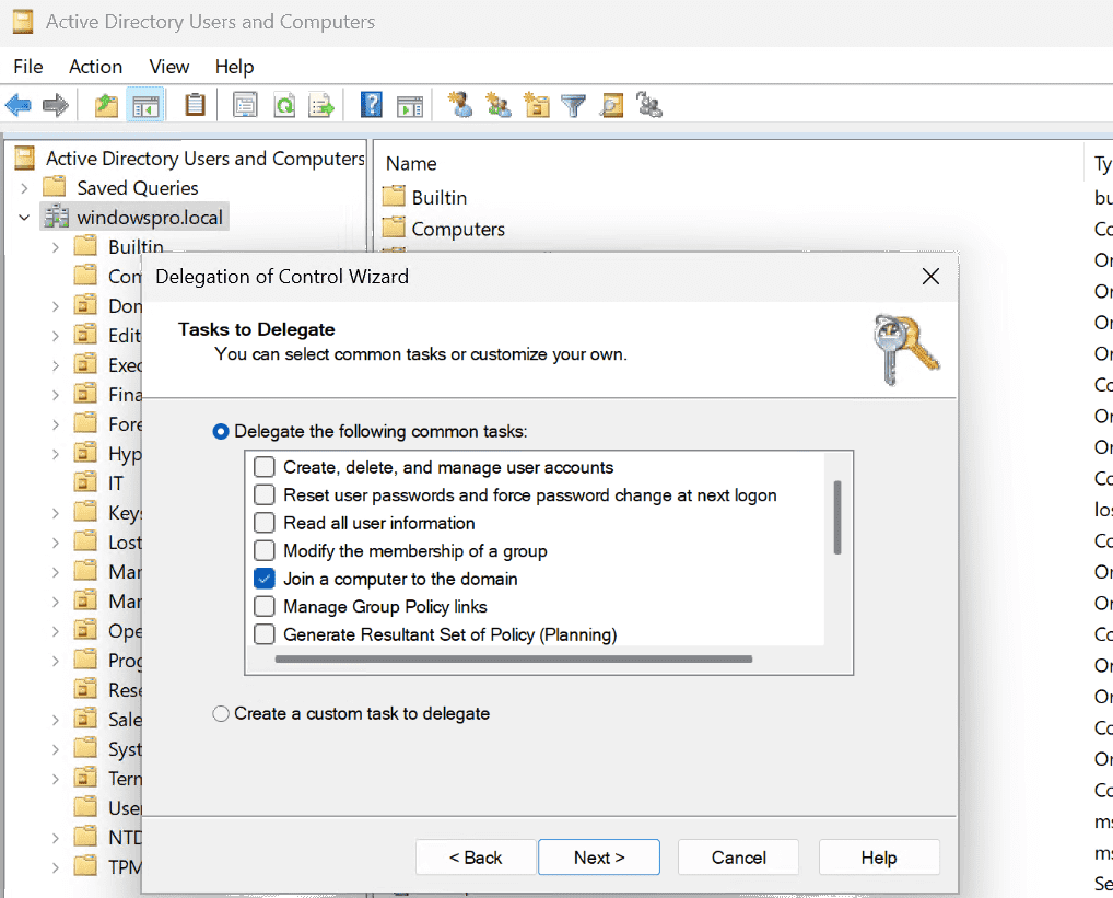Delegate permissions for domain join 4sysops