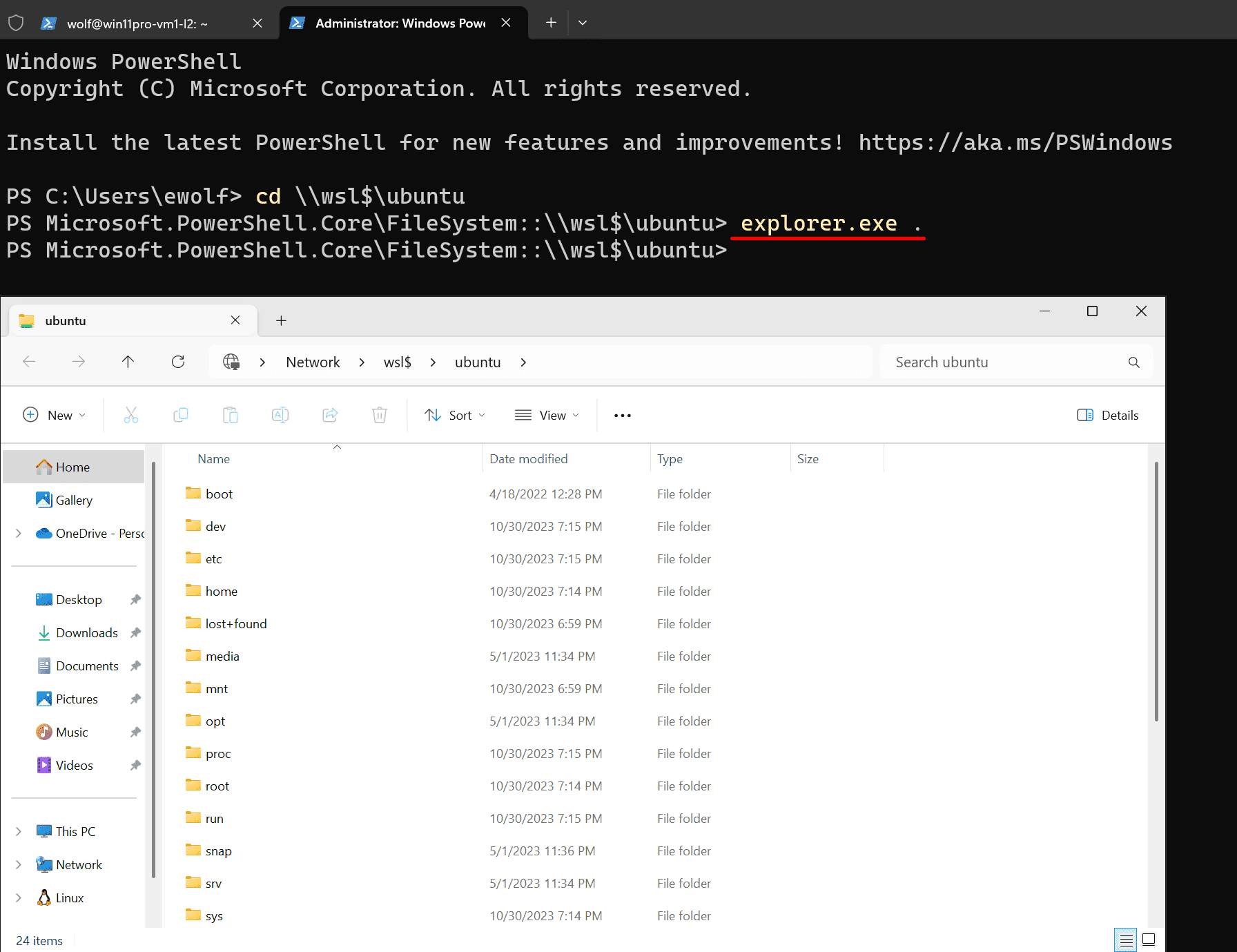 WSL Start Linux apps in Windows and Windows apps in Linux, access ext4