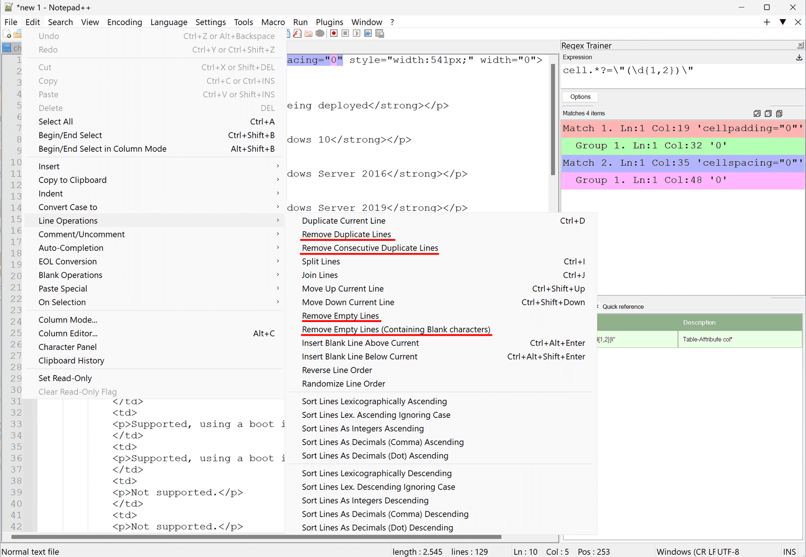 Notepad++ Search and replace with regex und plugins 4sysops