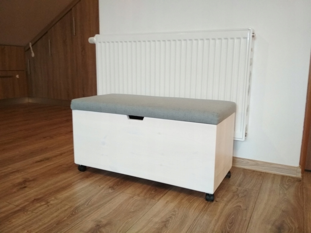 drewniana Skrzynia na zabawki kufer pufa pojemnk