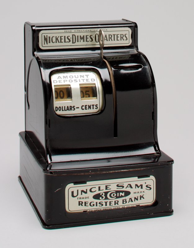 "Uncle Sam's ThreeCoin Register Bank (registering)" still bank