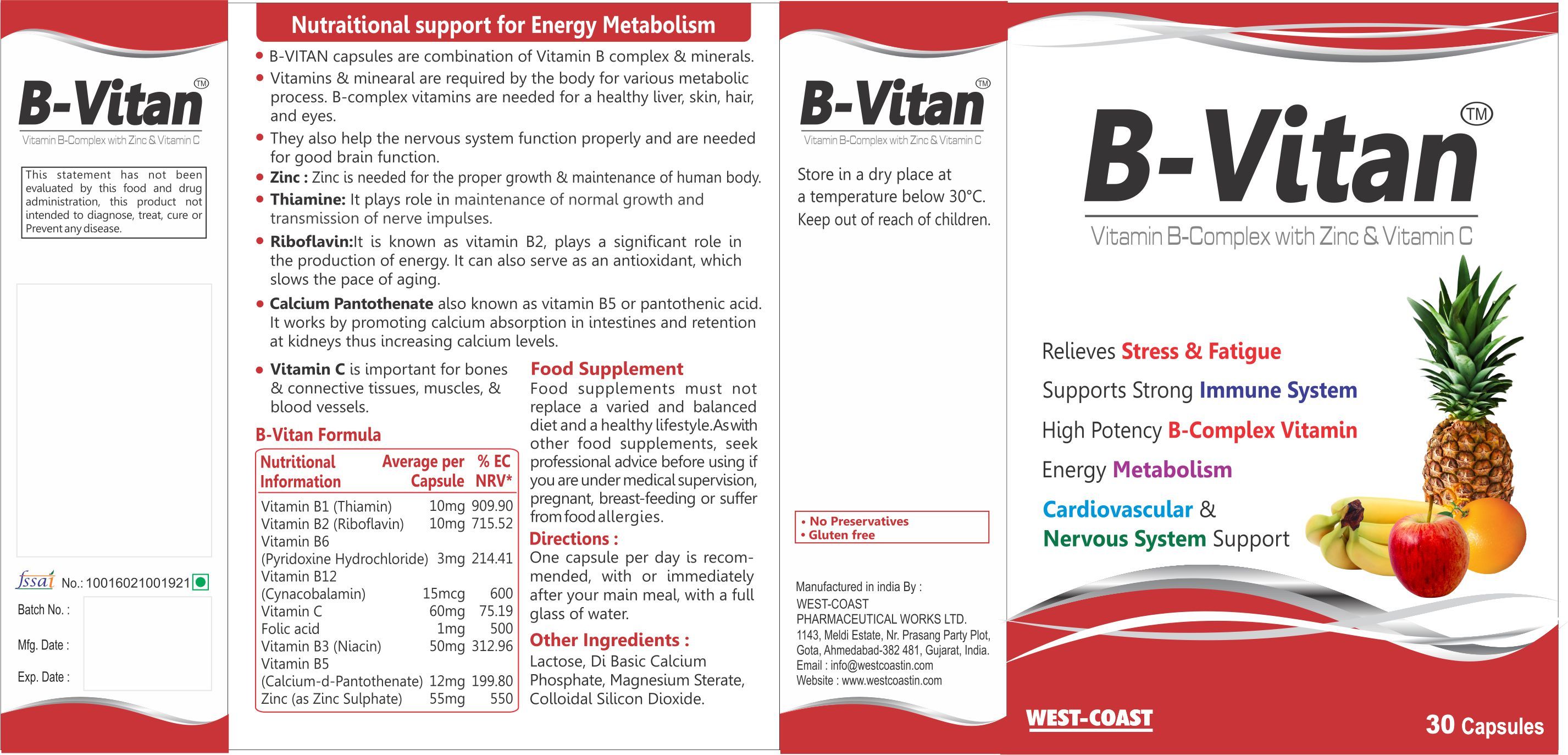 BVITAN CAPSULES (Vitamin With Zinc & Vitamin C) at Rs 80/box