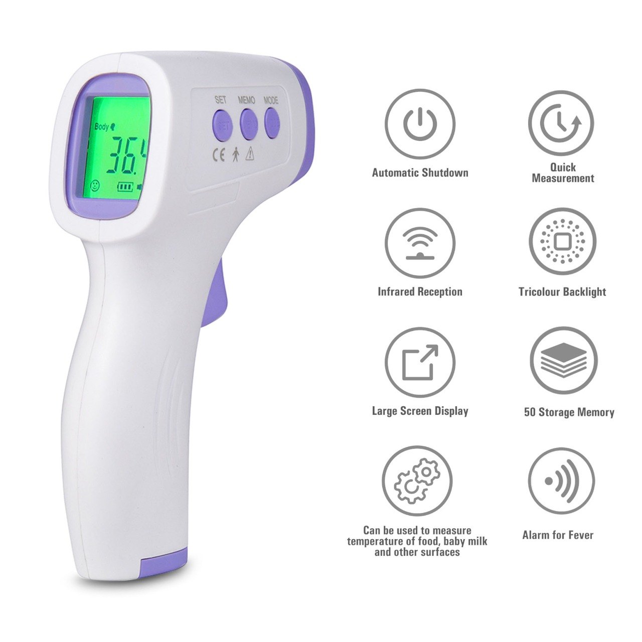Prima Check Contactless IR Forehead Thermometer, 32 Degrees 42.9