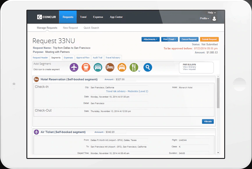Concur Request in Cv Raman Nagar Bagmane Tech Park