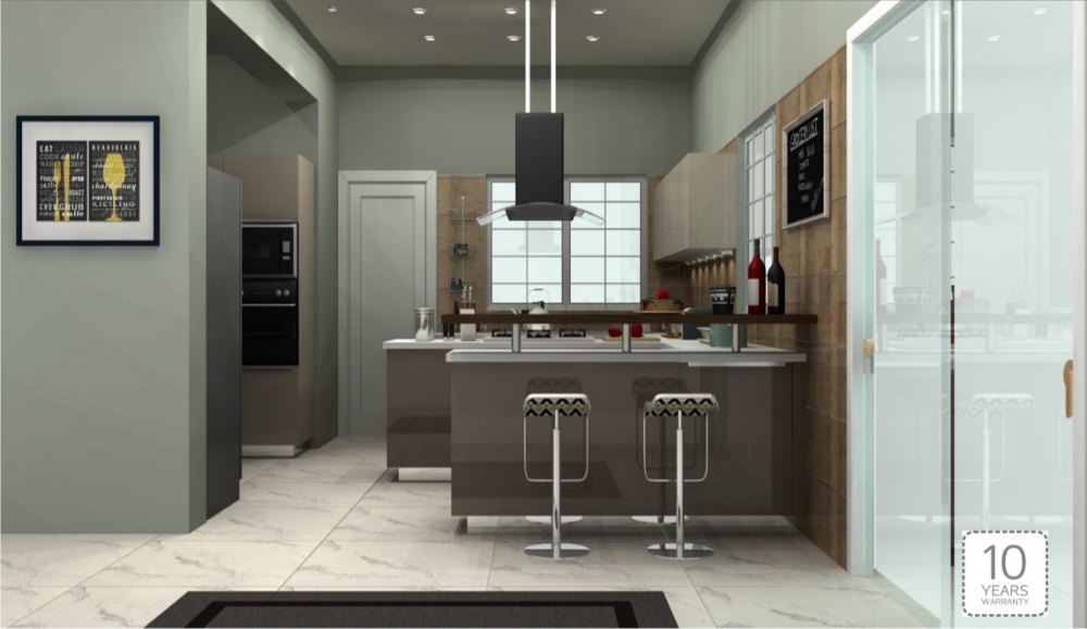 SLEEK BY ASIAN PAINTS Wooden Modular Kitchen, Warranty 510 Years