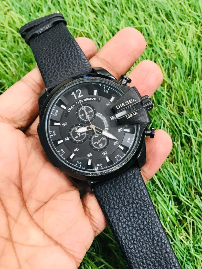 Diesel 10 bar All Chrono Date Working Stop Watch Leather